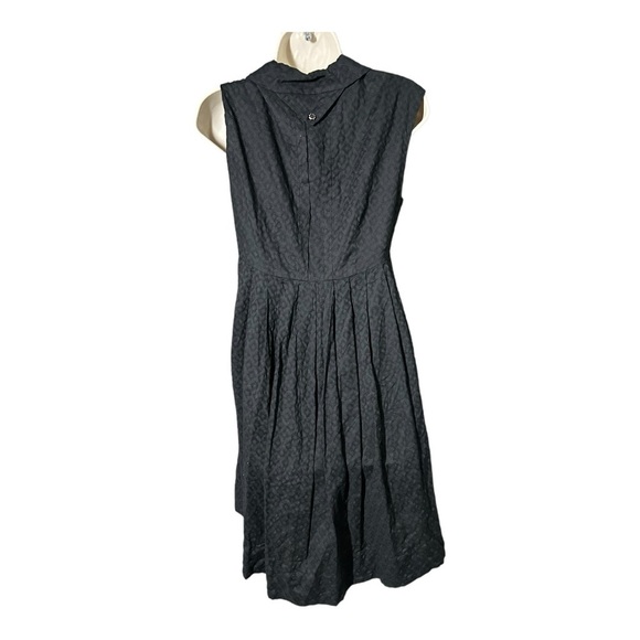 Anthropologie 00 Black Geometric Print Embroidered Sleeveless Cotton Shirt Dress - Picture 2 of 11